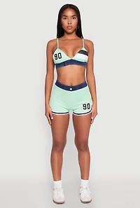 Womens Jersey Mesh 90 Graphic Contrast Trim Sweatshorts,