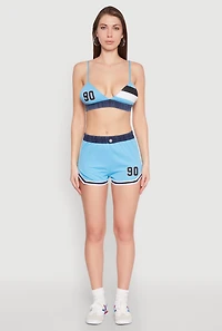 Womens Jersey Mesh 90 Graphic Contrast Trim Sweatshorts,