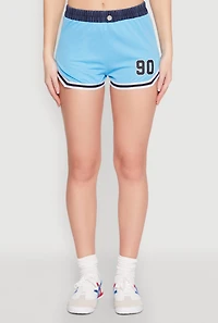 Womens Jersey Mesh 90 Graphic Contrast Trim Sweatshorts,