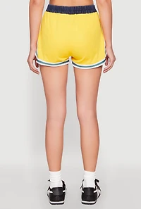 Womens Jersey Mesh 90 Graphic Contrast Trim Sweatshorts, Yellow, Size M