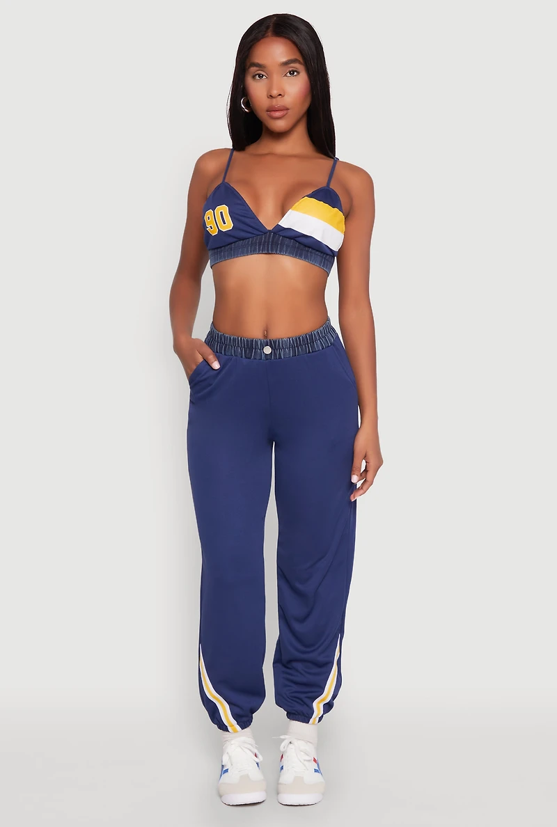 Contrast Trim High Waisted Joggers