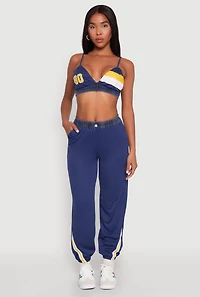 Contrast Trim High Waisted Joggers