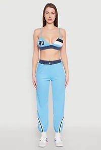 Contrast Trim High Waisted Joggers