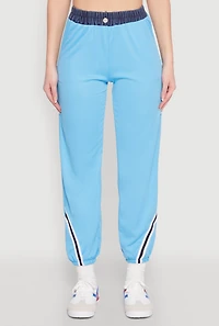 Womens Contrast Trim High Waisted Joggers,