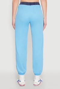 Womens Contrast Trim High Waisted Joggers,