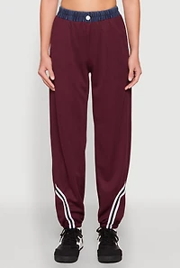 Womens Contrast Trim High Waisted Joggers,