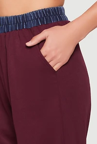 Womens Contrast Trim High Waisted Joggers,
