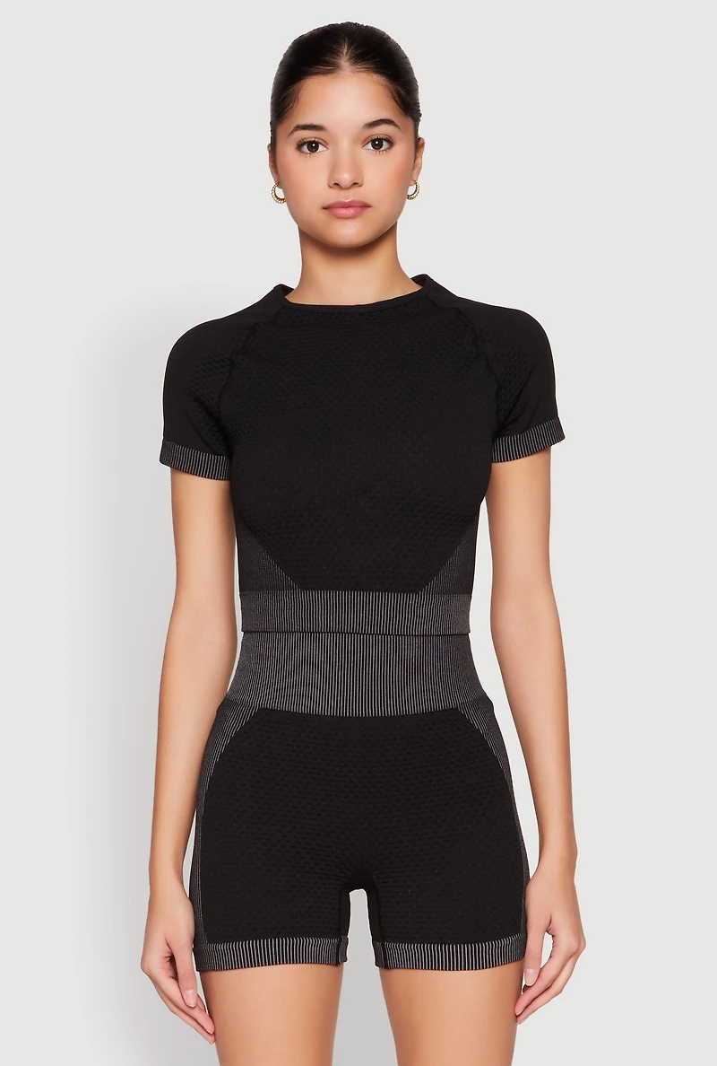 Womens Striped Detail Seamless Crop Top,
