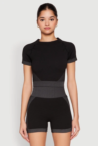 Womens Striped Detail Seamless Crop Top,