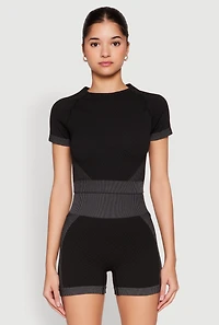 Womens Striped Detail Seamless Crop Top,