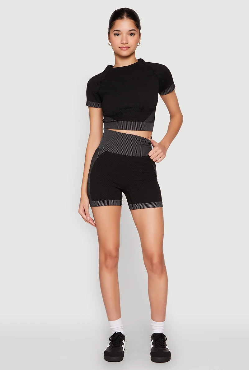 Womens Striped Detail Seamless Crop Top,