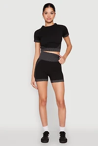 Womens Striped Detail Seamless Crop Top,