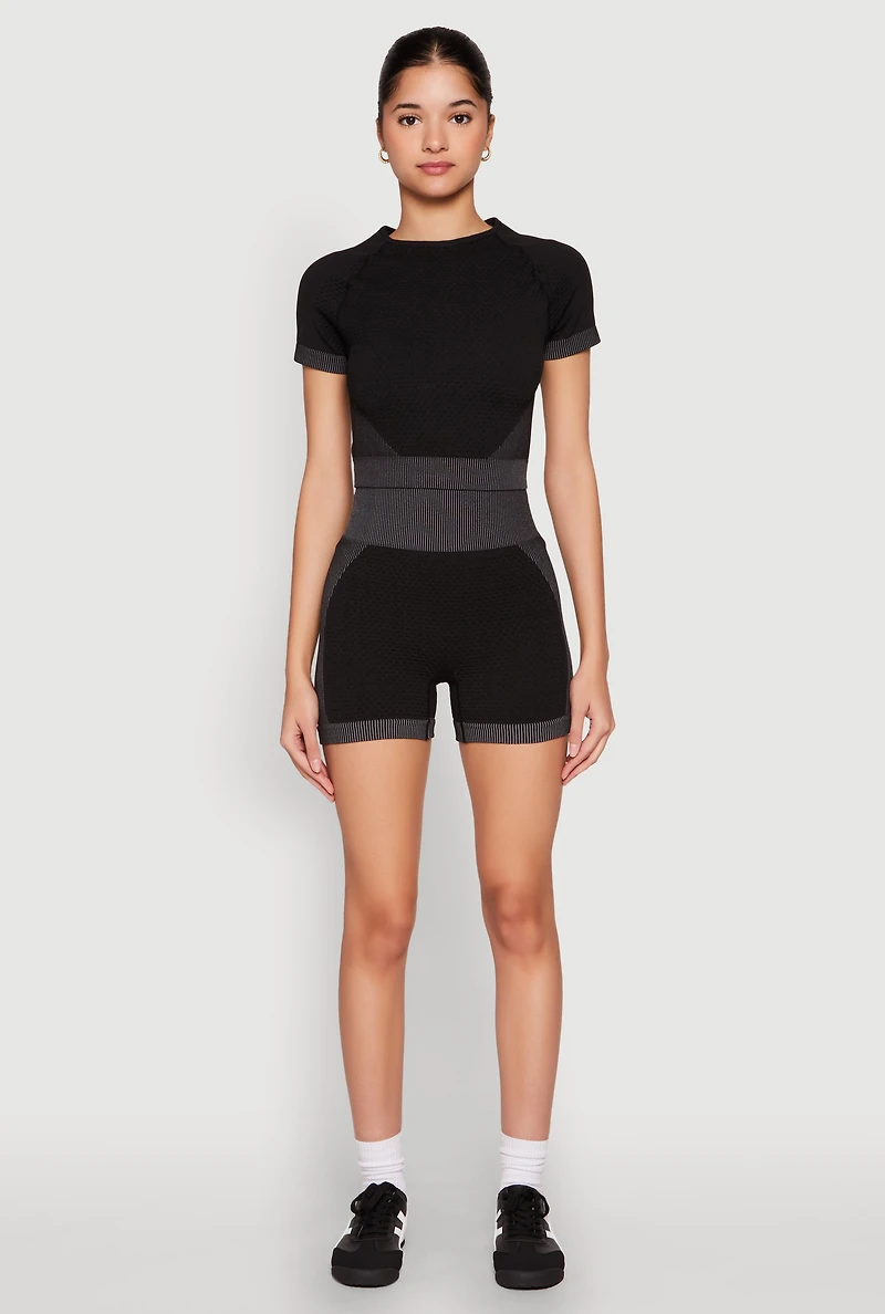 Womens Striped Detail Seamless Crop Top,