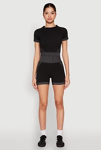 Womens Striped Detail Seamless Crop Top,