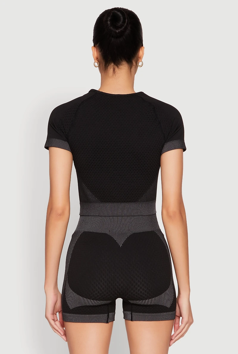 Womens Striped Detail Seamless Crop Top,
