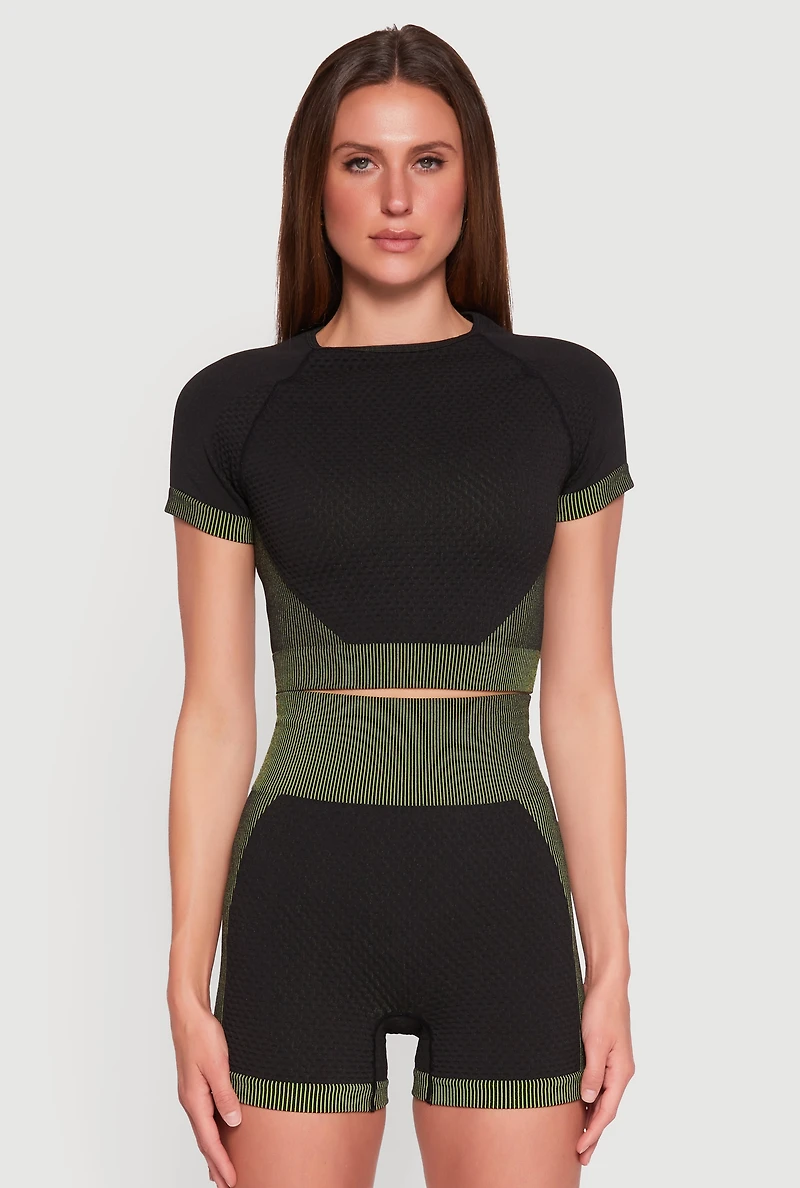 Womens Striped Detail Seamless Crop Top, Multi,