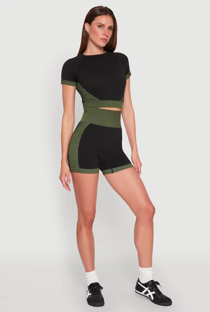 Womens Striped Detail Seamless Crop Top, Multi,