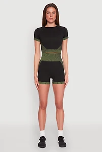 Womens Striped Detail Seamless Crop Top, Multi, Size L