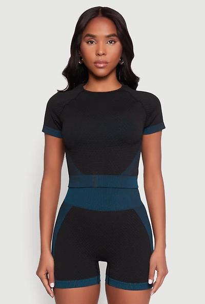Womens Striped Detail Seamless Crop Top,
