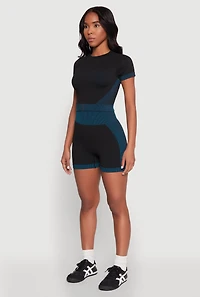Womens Striped Detail Seamless Crop Top, Black, Size L