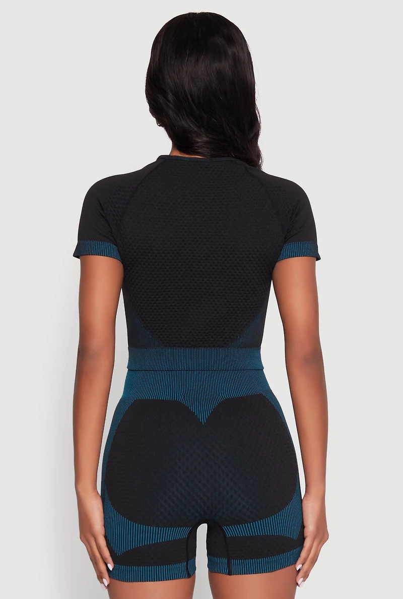 Womens Striped Detail Seamless Crop Top, Black, Size S