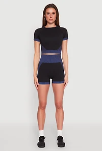 Womens Striped Detail Seamless Crop Top, Multi, Size M