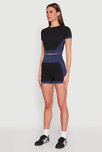 Womens Striped Detail Seamless Crop Top, Multi, Size M
