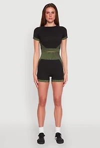 Womens Striped Detail Seamless Biker Shorts, Multi,