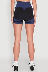 Womens Striped Detail Seamless Biker Shorts, Multi, Size XL