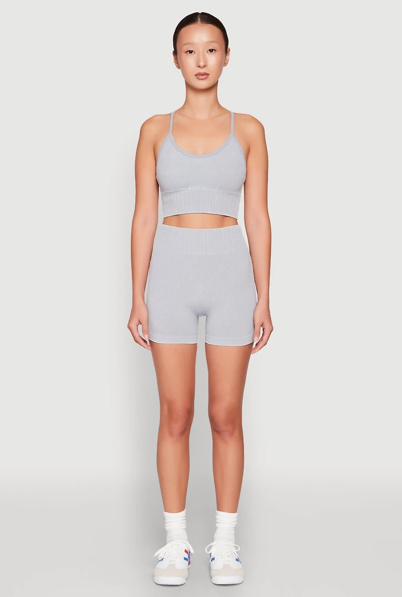 Seamless Ribbed Knit Sports Bra