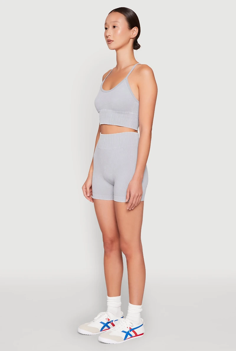 Seamless Ribbed Knit Sports Bra