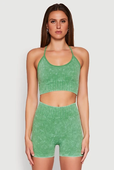 Womens Seamless Ribbed Knit Sports Bra,