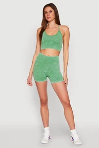 Womens Seamless Ribbed Knit Sports Bra,
