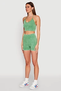 Womens Seamless Ribbed Knit Sports Bra,