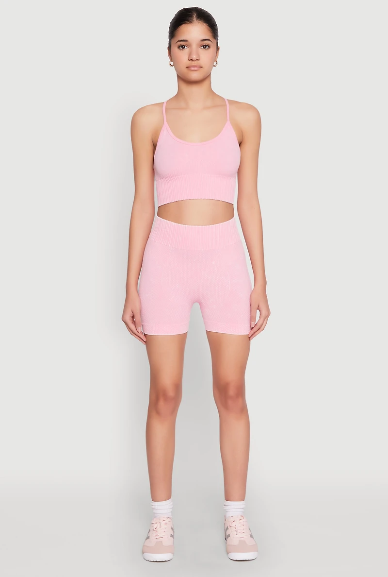 Ruched Seamless Ribbed Knit Biker Shorts