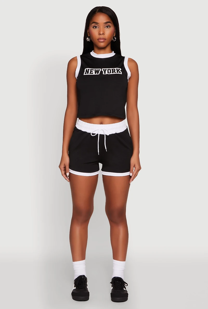 Womens New York Graphic Contrast Trim Tank Top,