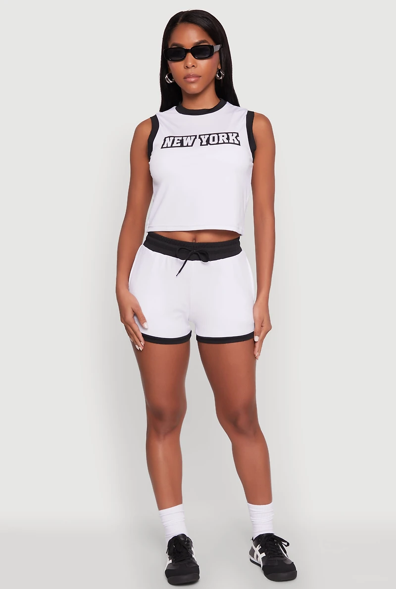 New York Graphic Contrast Trim Tank Top