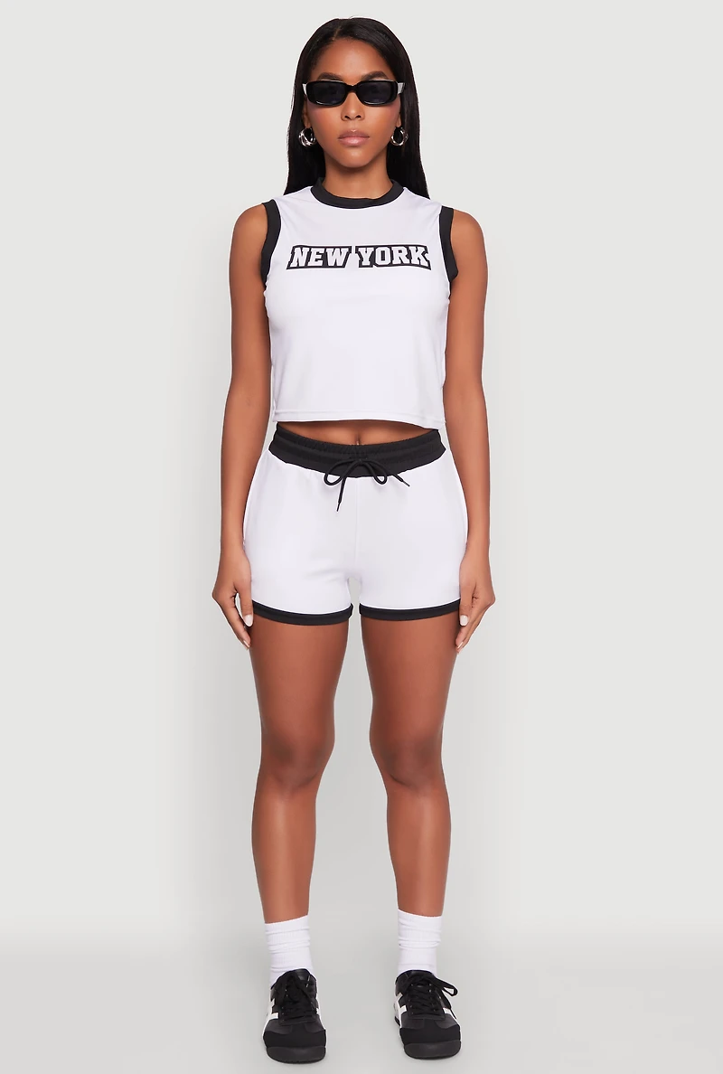 New York Graphic Contrast Trim Tank Top