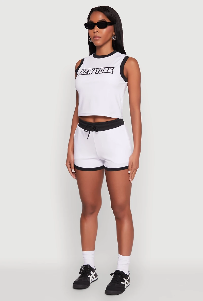 New York Graphic Contrast Trim Tank Top