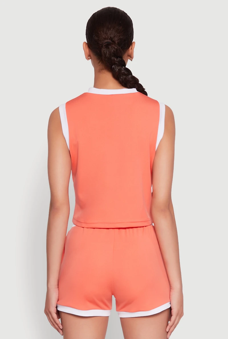 Womens New York Graphic Contrast Trim Tank Top, Orange, Size L