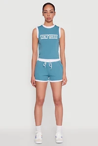 Womens Contrast Trim Drawstring Shorts,