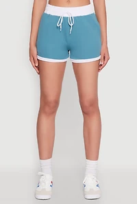 Womens Contrast Trim Drawstring Shorts,