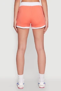 Womens Contrast Trim Drawstring Shorts, Orange, Size S