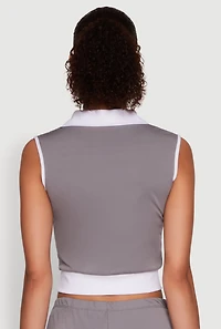 Womens Stylish Contrast Trim Cropped Polo Top,