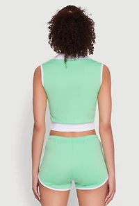 Womens Stylish Contrast Trim Cropped Polo Top,