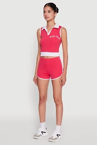 Stylish Contrast Trim Cropped Polo Top