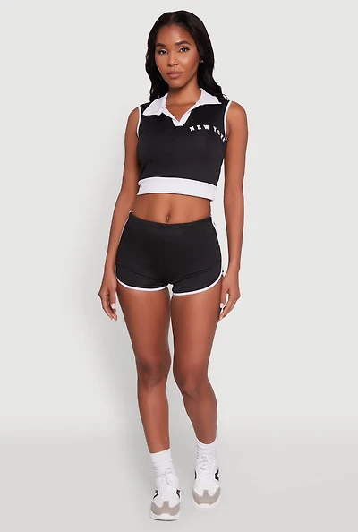 Womens Trendy Contrast Trim Dolphin Shorts,