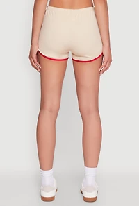 Womens Trendy Contrast Trim Dolphin Shorts, Khaki, Size L