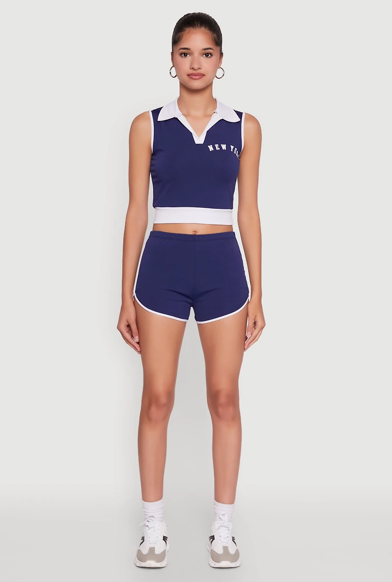 Womens Trendy Contrast Trim Dolphin Shorts, L