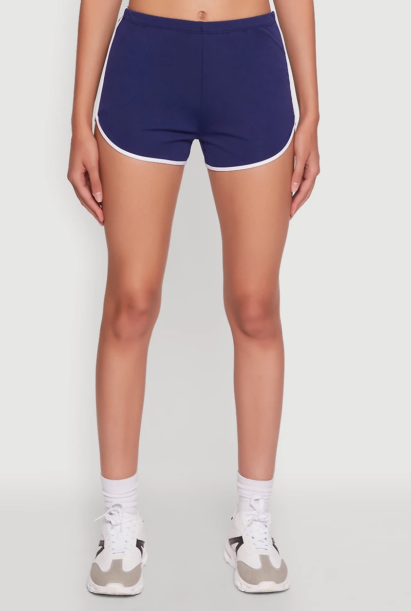Womens Trendy Contrast Trim Dolphin Shorts, L